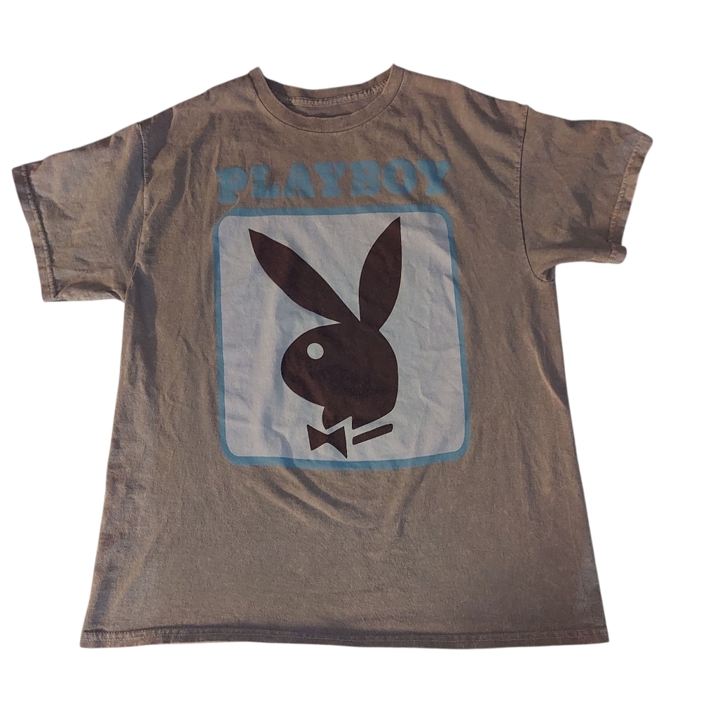 PLAYBOY Mens Graphic Tee - Brown and Blue